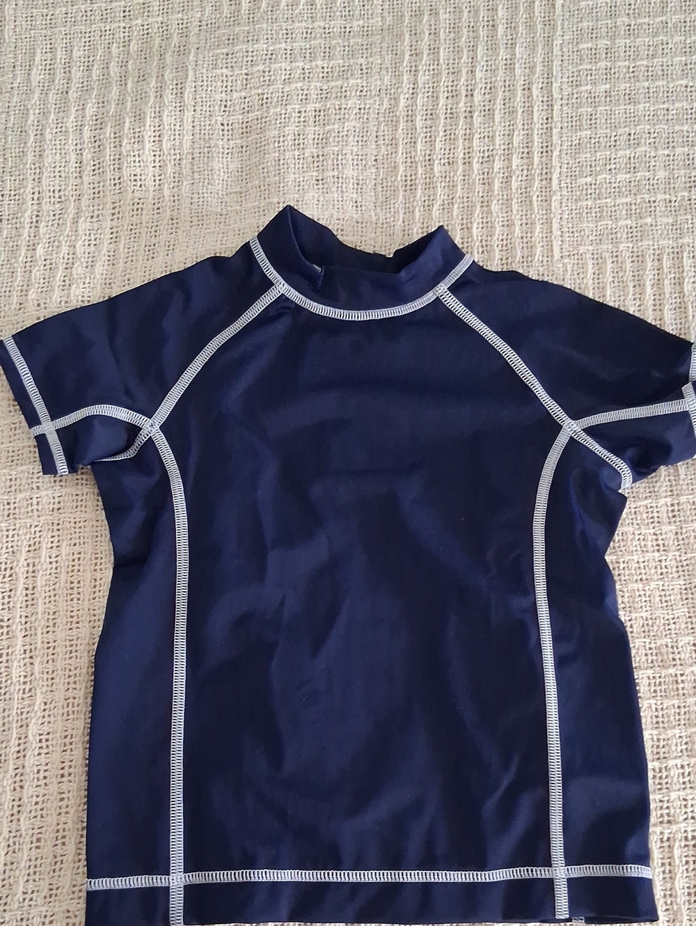 Lands' End Boys Navy Blue Rashguard with White Stitching